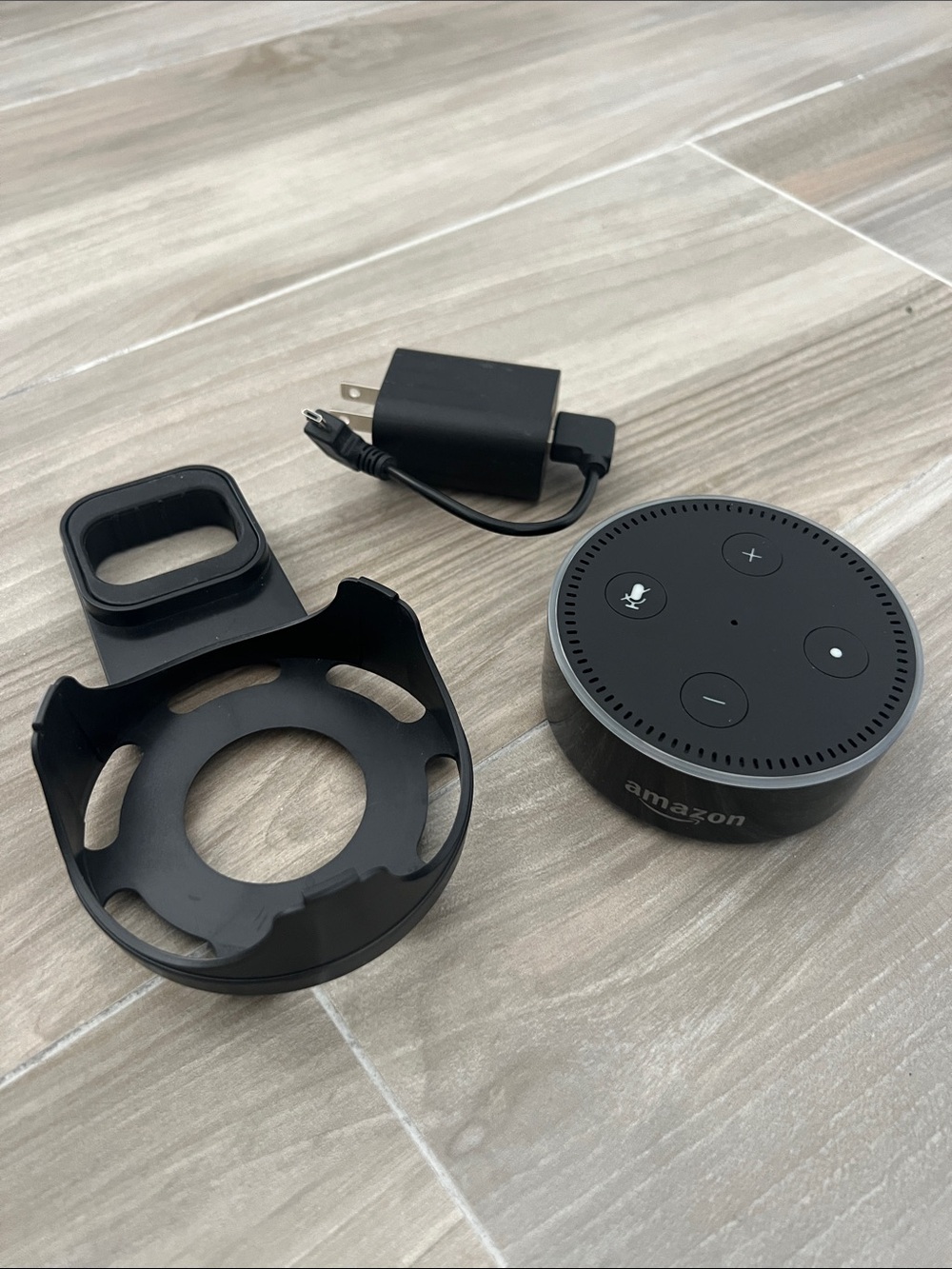 Amazon Black Echo Dot with Power Adapter and Mount